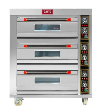 GATTO 3 Deck 6 Tray Electric Pizza Oven w/ Ceramic Floors